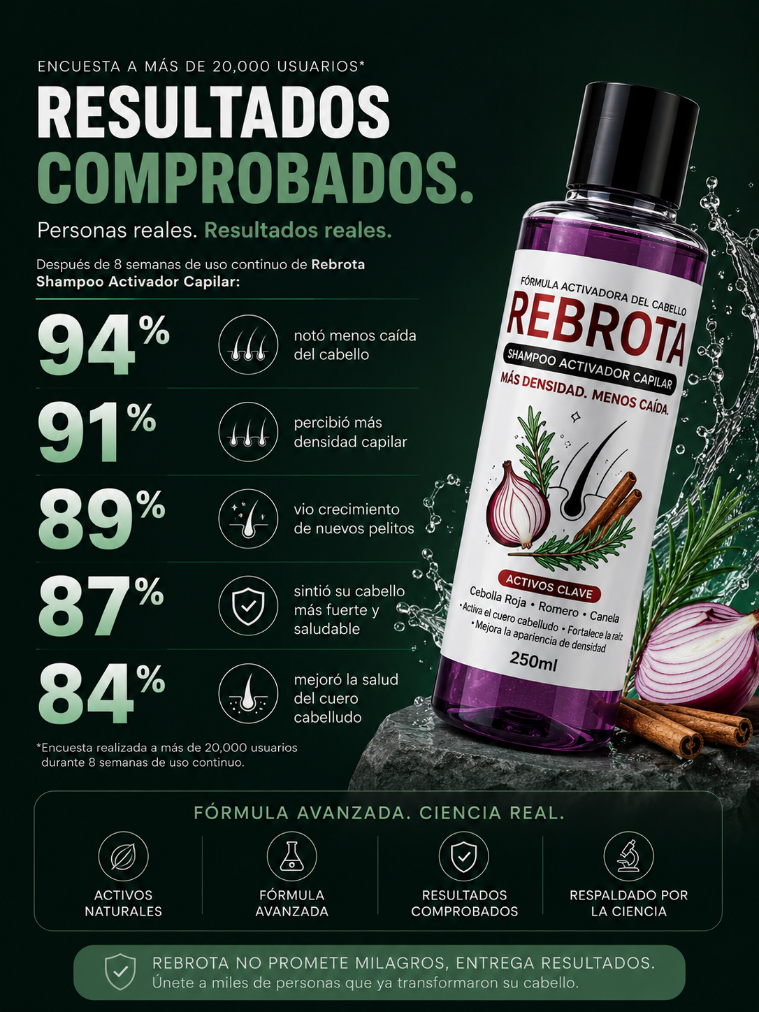 Shampoo de Cebolla REBROTA – Fortalecimiento Capilar y Control de Caída con Romero y Canela