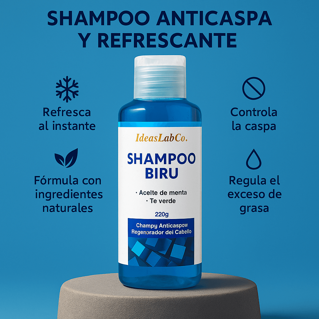 Shampoo Biru™ Anticaspa con Menta y Té Verde – Purifica y Refresca el Cuero Cabelludo - IdeasLabCo™
