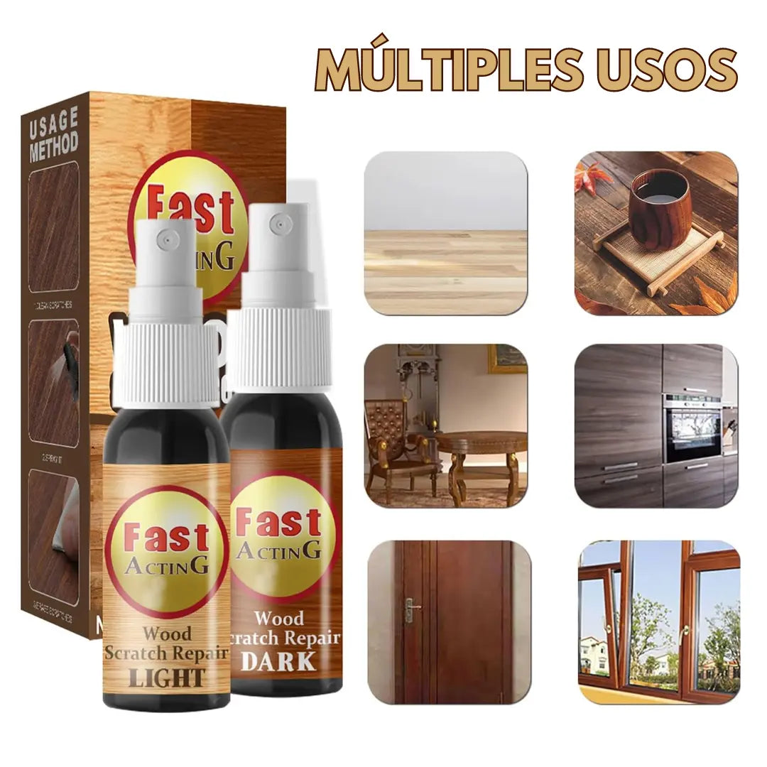 Wood Scratch Cover - Kit de 2 Sprays para Reparación y Restauración de Pisos y Muebles de Madera