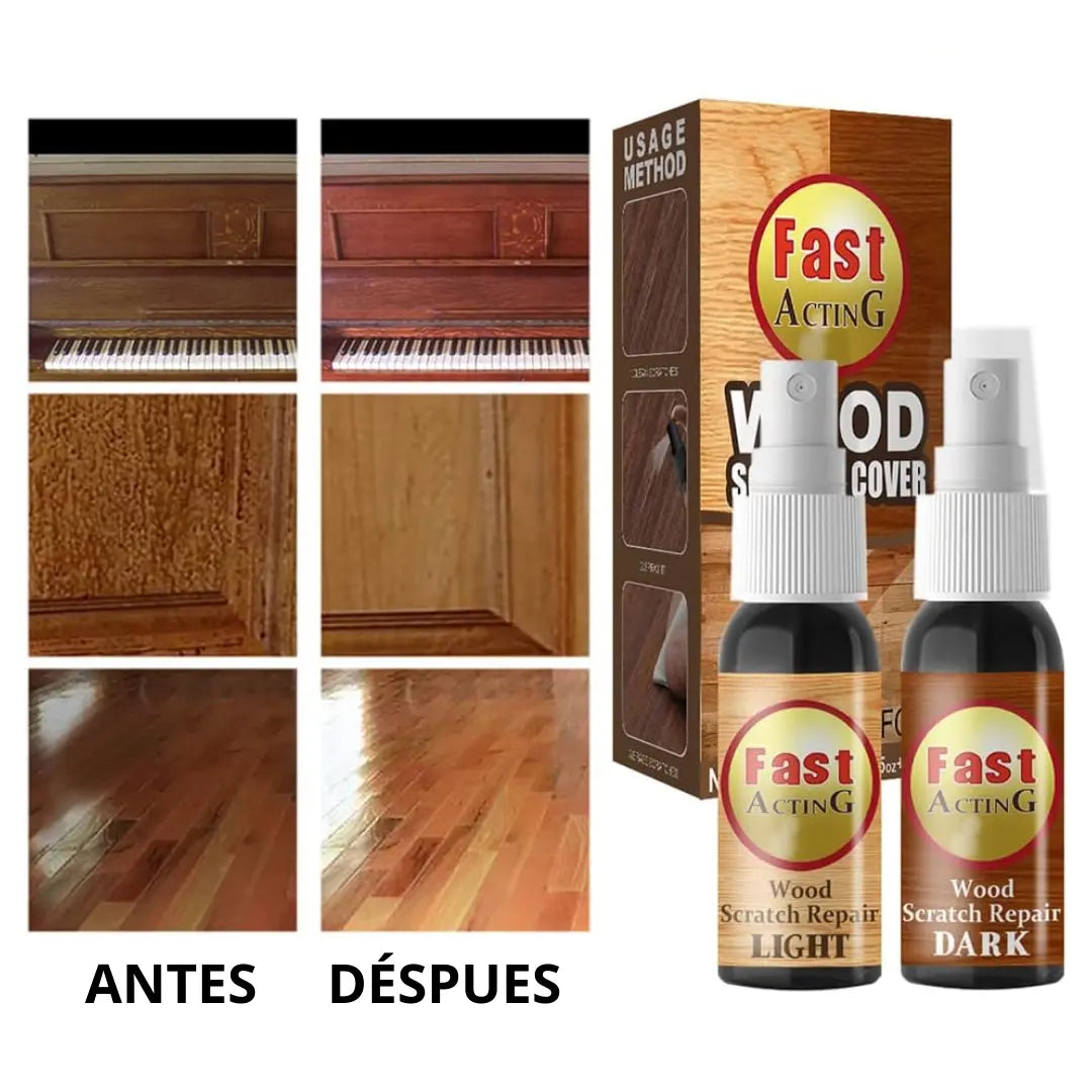Wood Scratch Cover - Kit de 2 Sprays para Reparación y Restauración de Pisos y Muebles de Madera