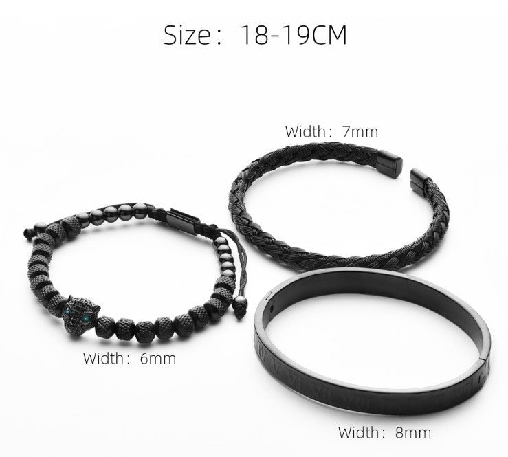 Kit de 3 Pulseras de Acero en 1 - Pantera Negra