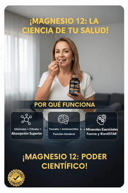 Magnesio 12 en 1 Complex – Cápsulas para Energía, Relajación Muscular y Bienestar Integral (120 Cápsulas) – SuperHuman™