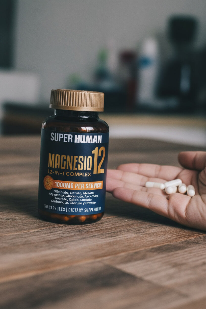 Magnesio 12 en 1 Complex – Cápsulas para Energía, Relajación Muscular y Bienestar Integral (120 Cápsulas) – SuperHuman™