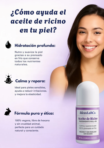 Roll-On Hidratante con Aceite de Ricino Natural (89ml | 3 oz)
