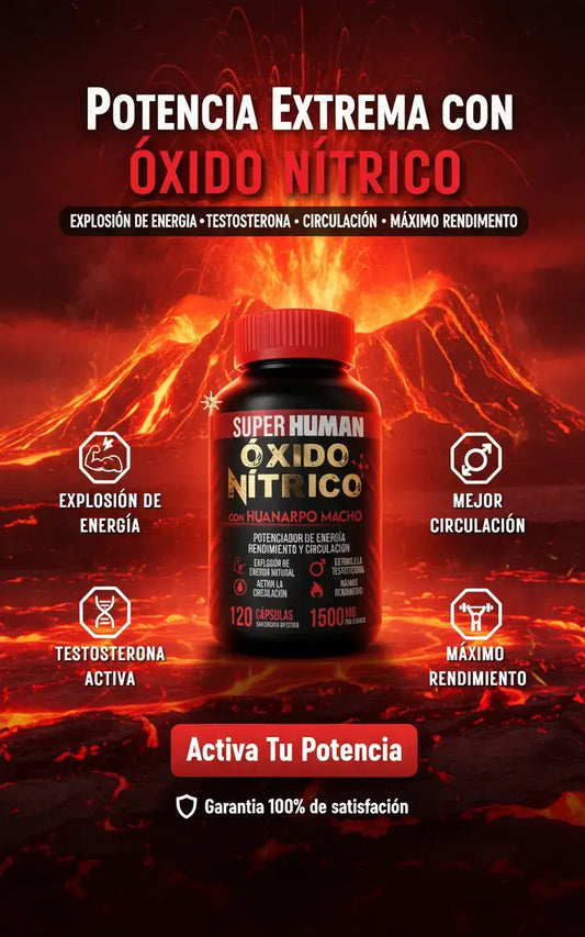 Óxido Nítrico™ – Cápsulas de Óxido Nítrico con Huanarpo para Energía, Potencia y Rendimiento , Fórmula Avanzada Natural (120 Cápsulas) – SuperHuman™