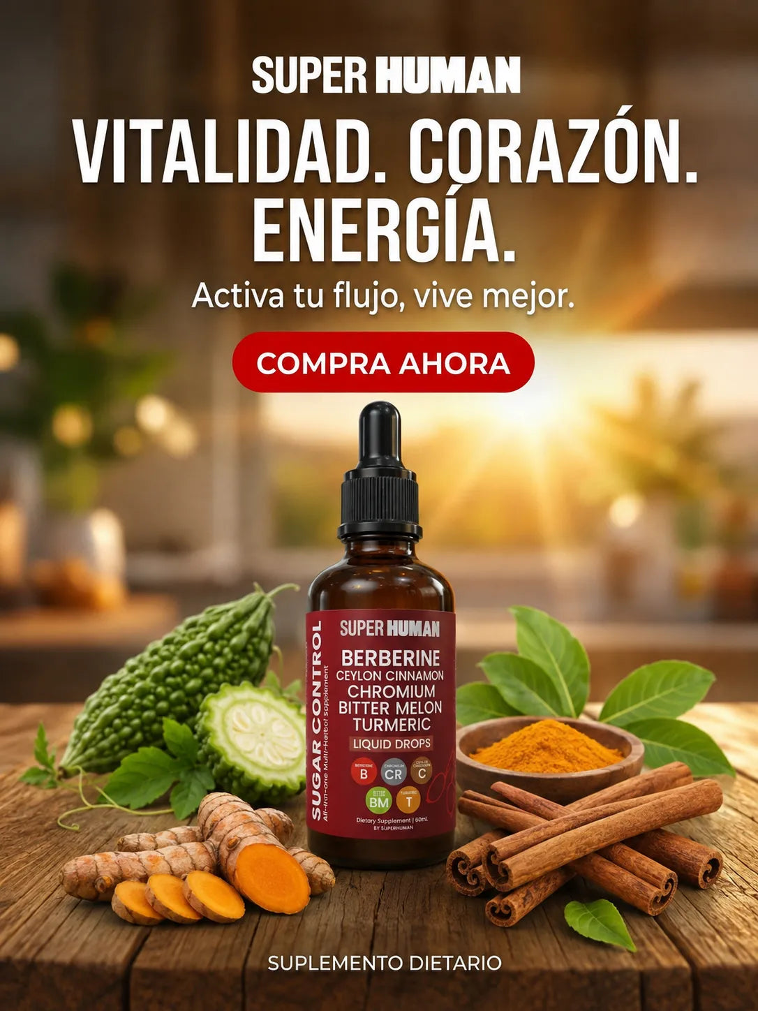 SUGAR CONTROL - Gotas Líquidas de Berberina y Cúrcuma (30 ml)