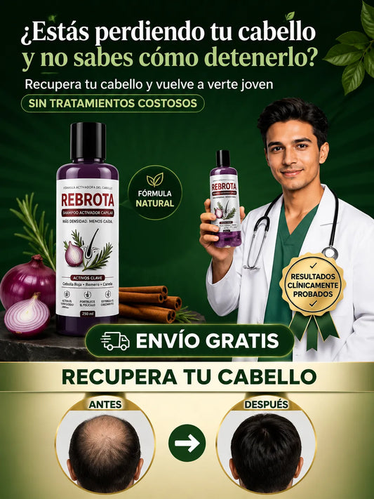 Shampoo de Cebolla REBROTA – Fortalecimiento Capilar y Control de Caída con Romero y Canela