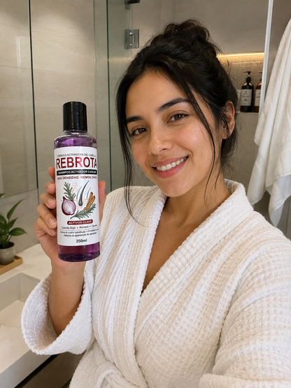 Shampoo de Cebolla REBROTA – Fortalecimiento Capilar y Control de Caída con Romero y Canela