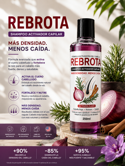Shampoo de Cebolla REBROTA – Fortalecimiento Capilar y Control de Caída con Romero y Canela