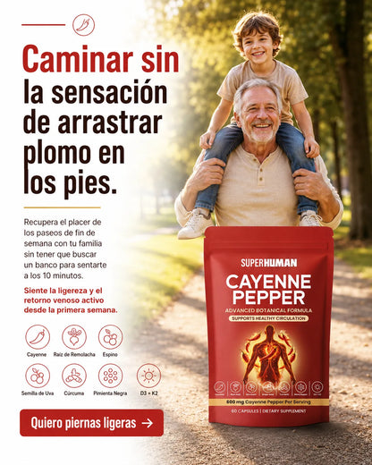 Cayenne Pepper – Suplemento Botánico para Circulación Saludable (60 Cápsulas) SuperHuman