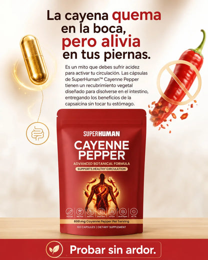 Cayenne Pepper – Suplemento Botánico para Circulación Saludable (60 Cápsulas) SuperHuman