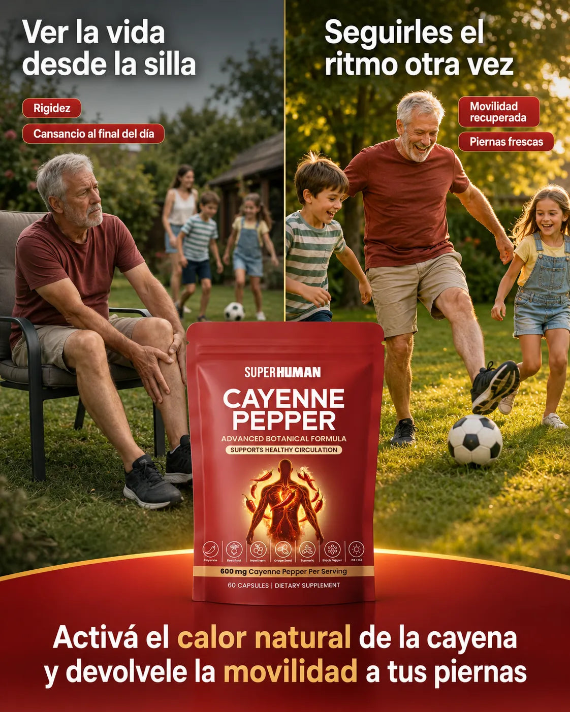 Cayenne Pepper – Suplemento Botánico para Circulación Saludable (60 Cápsulas) SuperHuman