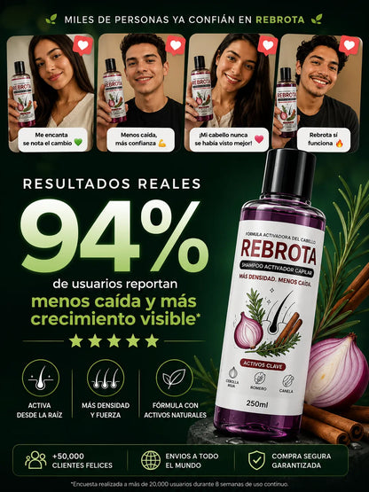 Shampoo de Cebolla REBROTA – Fortalecimiento Capilar y Control de Caída con Romero y Canela