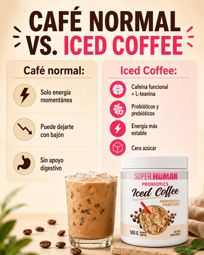 Iced Coffee – Café Funcional con Probióticos Activos y Prebióticos Naturales para Equilibrio Intestinal y Microbiota Saludable (500 g) – SuperHuman™