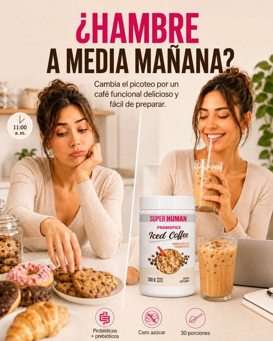 Iced Coffee – Café Funcional con Probióticos Activos y Prebióticos Naturales para Equilibrio Intestinal y Microbiota Saludable (500 g) – SuperHuman™