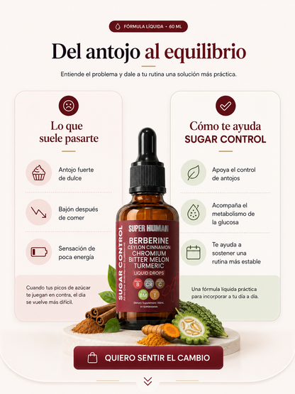 SUGAR CONTROL - Gotas Líquidas de Berberina y Cúrcuma (30 ml)