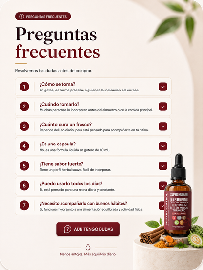 SUGAR CONTROL - Gotas Líquidas de Berberina y Cúrcuma (30 ml)