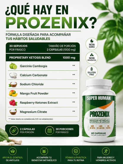 Prozenix Pro Lipozem Capsules – Cápsulas Metabólicas para Control de Antojos y Bienestar Metabólico (60 Cápsulas) – SuperHuman™