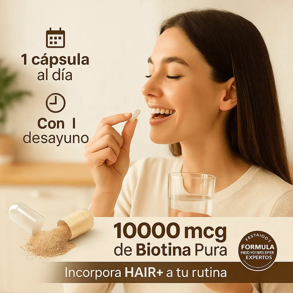 Hair+™ – Cápsulas para Crecimiento Capilar con Hierro Hemo, Biotina y Quercetina para Crecimiento, Densidad y Fuerza – Fórmula Avanzada Natural (120 Cápsulas) – SuperHuman™