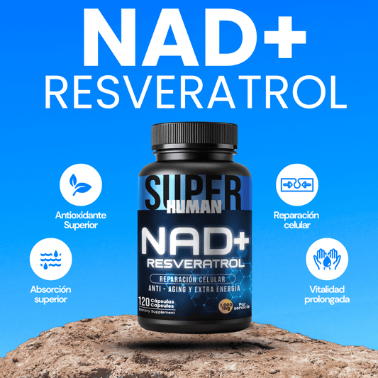 NAD + Resveratrol - Cápsulas de Reparación Celular Antienvejecimiento y Energía Extra (120 Cápsulas) -  SuperHuman™