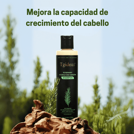 Keratina + Romero + Ortiga + Biotina - Champú Nutritivo y Regenerador para Cabello Grueso y Voluminoso (220 ml) - IdeasLabCo™