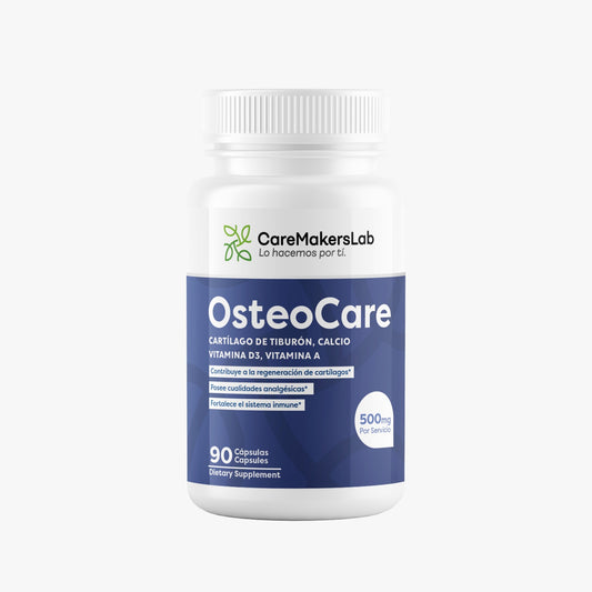 OsteoCare™ – Cápsulas con Cartílago de Tiburón, Calcio, Vitamina D3 y Vitamina A – Regeneración Articular, Soporte Óseo y Sistema Inmune (90 cápsulas / 500 mg por servicio) CareMakersLab