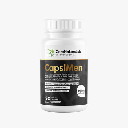 CapsiMen™ – Cápsulas Naturales para la Salud Masculina con Extractos de Plantas y Minerales – Próstata, Vitalidad y Rendimiento Sexual (90 cápsulas / 500 mg por servicio) CareMakersLab