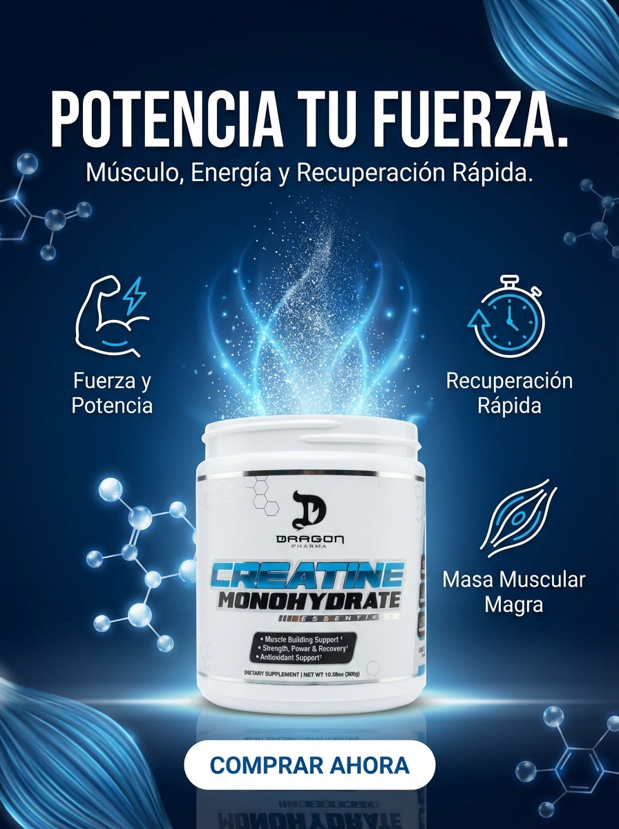 Creatine Monohydrate Essentials – Soporte para musculos, energía y antioxidantes (300 g) – Dragon Pharma