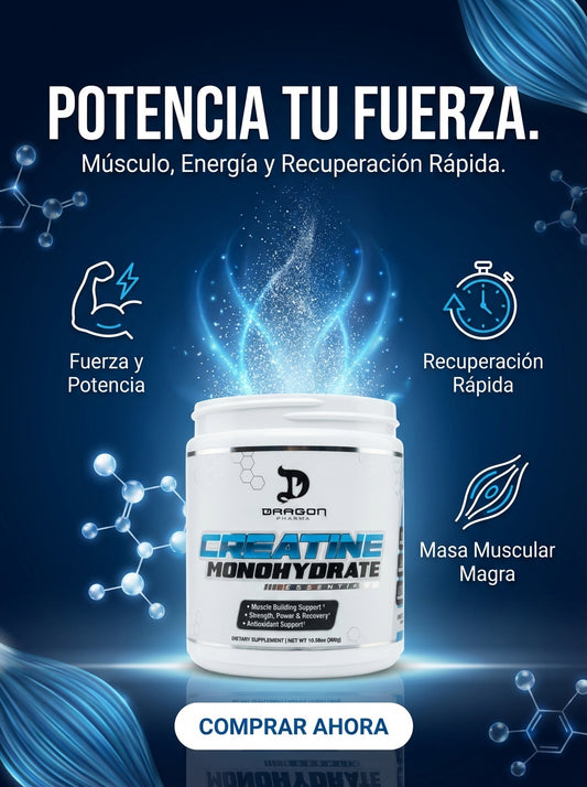 Creatine Monohydrate Essentials – Soporte para musculos, energía y antioxidantes (300 g) – Dragon Pharma