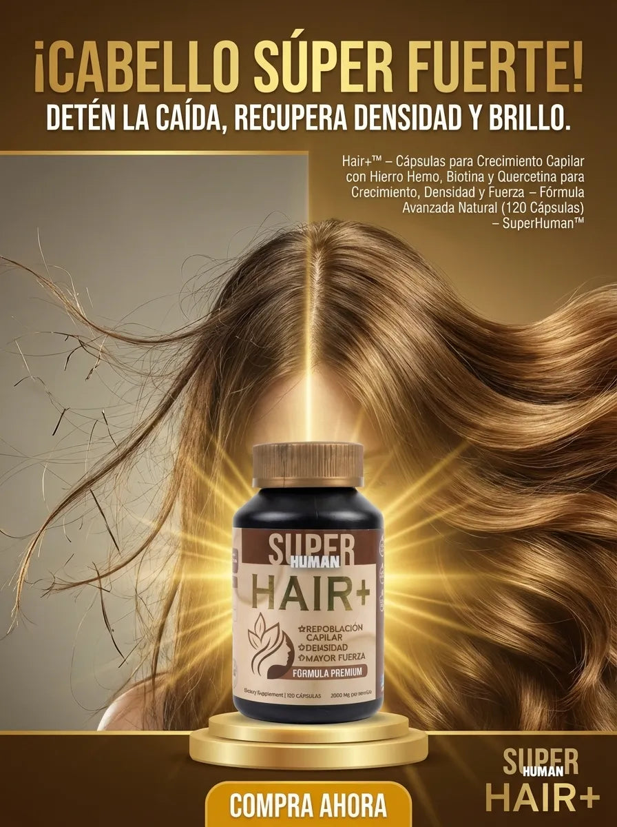 Hair+ | Crecimiento y Densidad con Biotina y Hierro Hemo (120 Cáps.)