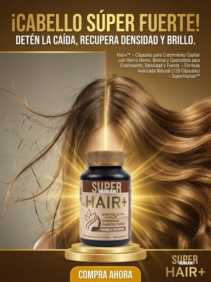 Hair+ | Crecimiento y Densidad con Biotina y Hierro Hemo (120 Cáps.)