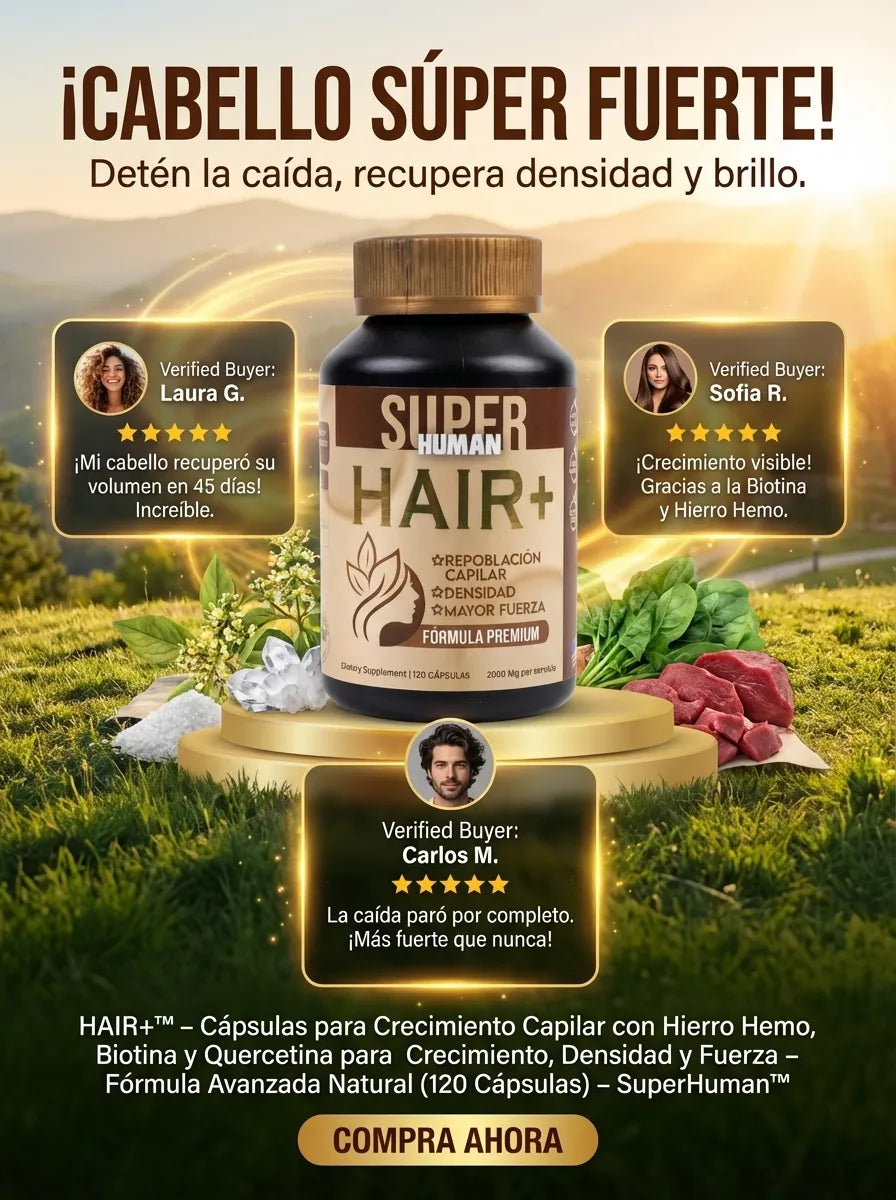 Hair+ | Crecimiento y Densidad con Biotina y Hierro Hemo (120 Cáps.)
