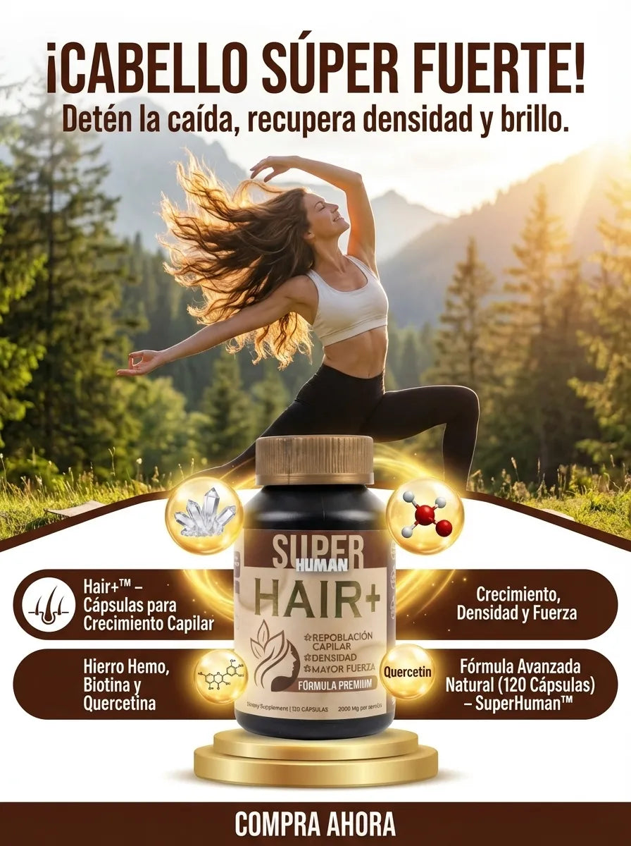 Hair+ | Crecimiento y Densidad con Biotina y Hierro Hemo (120 Cáps.)