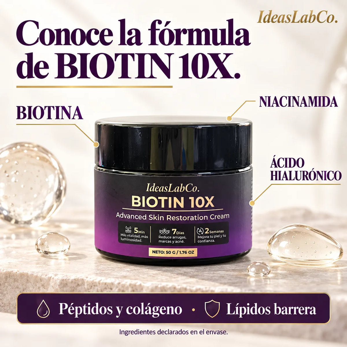 BIOTIN 10X Crema Tópica con Biotina (50g)