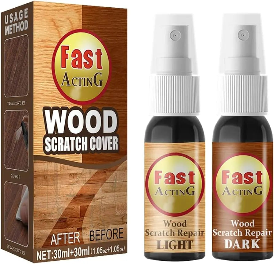 Wood Scratch Cover - Kit de 2 Sprays para Reparación y Restauración de Pisos y Muebles de Madera