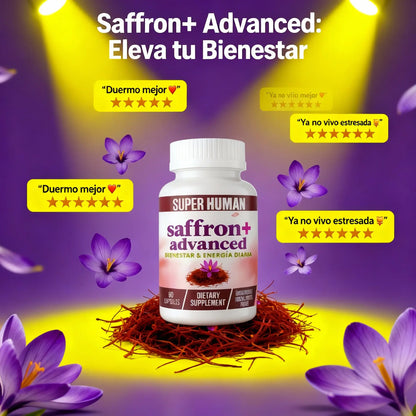Saffron+ Advanced – Cápsulas Naturales para Elevar el Ánimo y Reducir el Estrés (Frasco 60 cápsulas) – SuperHuman™