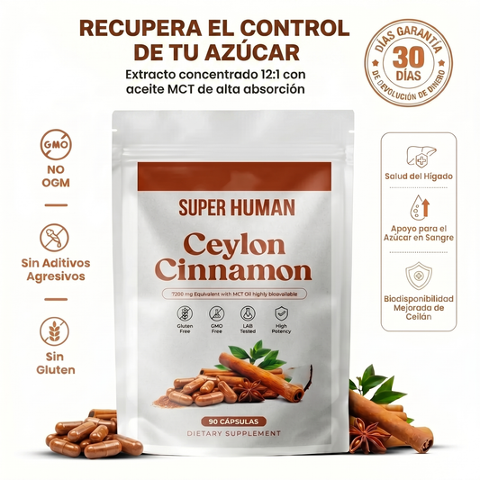 Ceylon Cinnamon 7200mg con MCT - Control Natural del Azúcar en Sangre (90 cápsulas)