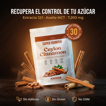 Ceylon Cinnamon 7200mg con MCT - Control Natural del Azúcar en Sangre (90 cápsulas)