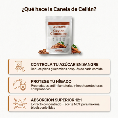 Ceylon Cinnamon 7200mg con MCT - Control Natural del Azúcar en Sangre (90 cápsulas)