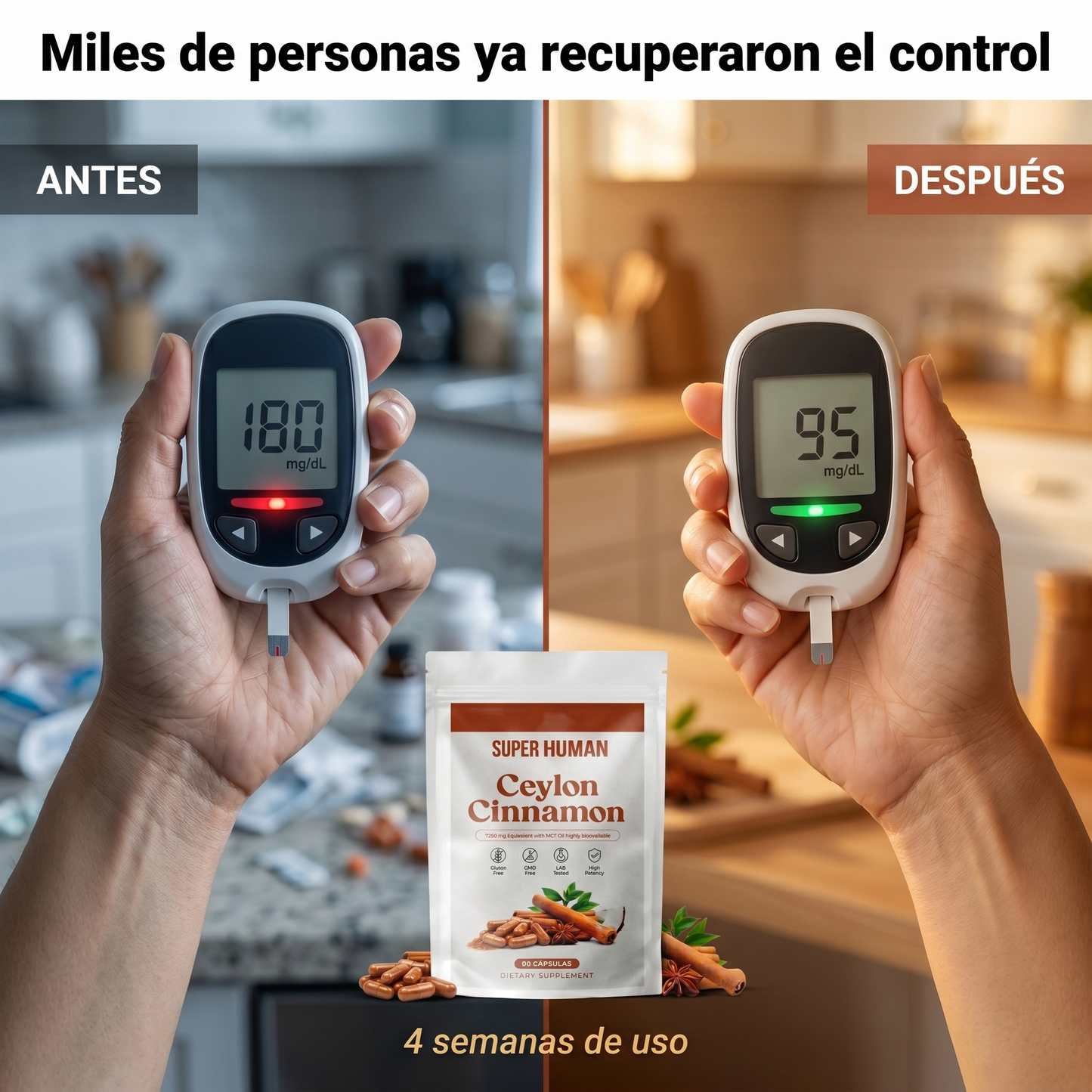 Ceylon Cinnamon 7200mg con MCT - Control Natural del Azúcar en Sangre (90 cápsulas)