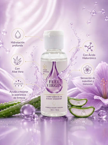 FEEL VIRGIN – Gel Íntimo Reafirmante e Hidratante con Aloe Vera y Ácido Hialurónico (30 mL)