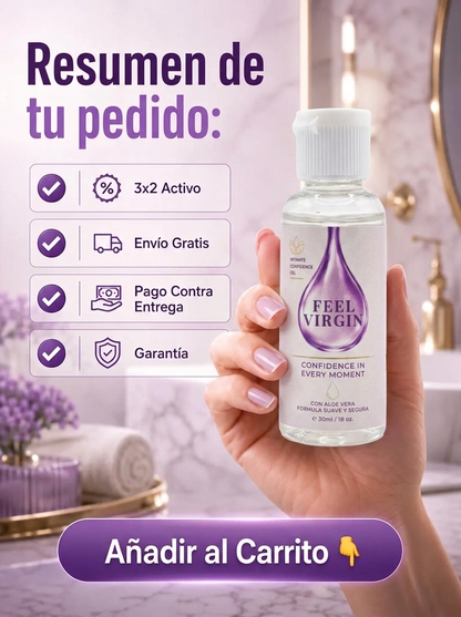 FEEL VIRGIN – Gel Íntimo Reafirmante e Hidratante con Aloe Vera y Ácido Hialurónico (30 mL)