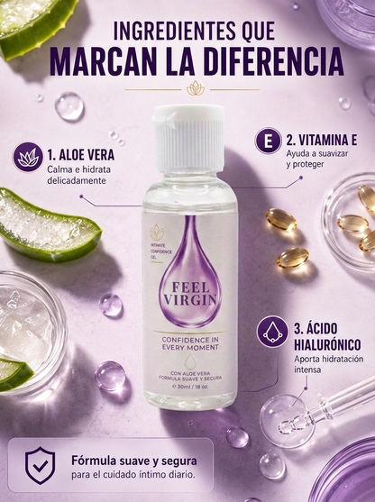 FEEL VIRGIN – Gel Íntimo Reafirmante e Hidratante con Aloe Vera y Ácido Hialurónico (30 mL)