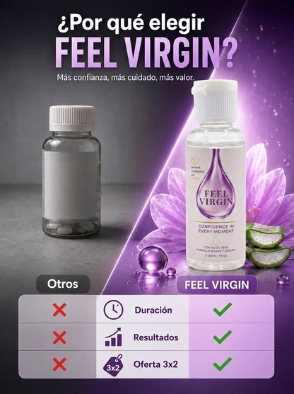FEEL VIRGIN – Gel Íntimo Reafirmante e Hidratante con Aloe Vera y Ácido Hialurónico (30 mL)