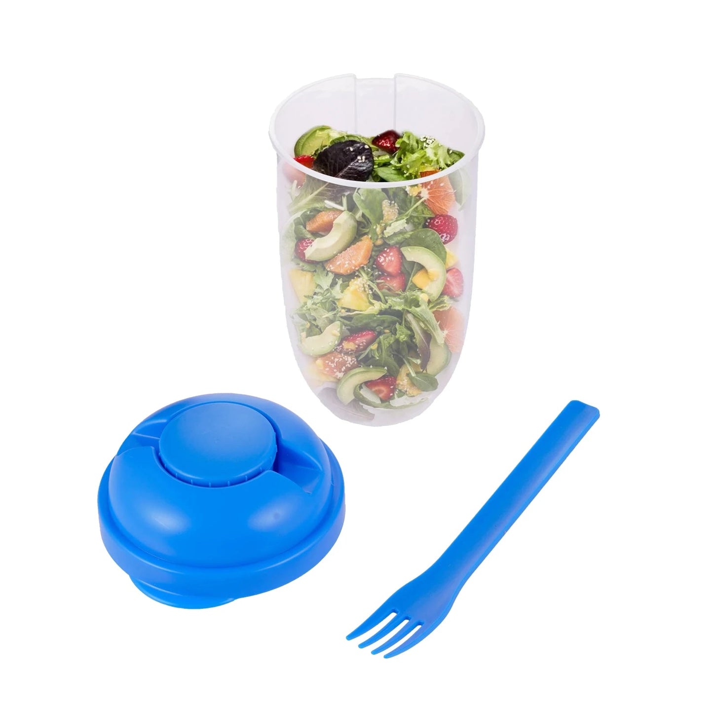 Contenedor para Ensalada con Pote para Aliño y Tenedor