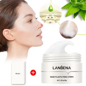 Lanbena - Mascarilla Exfoliante de Poros con Extracto de Aloe Vera para Eliminar Puntos Negros con 60 Tiras