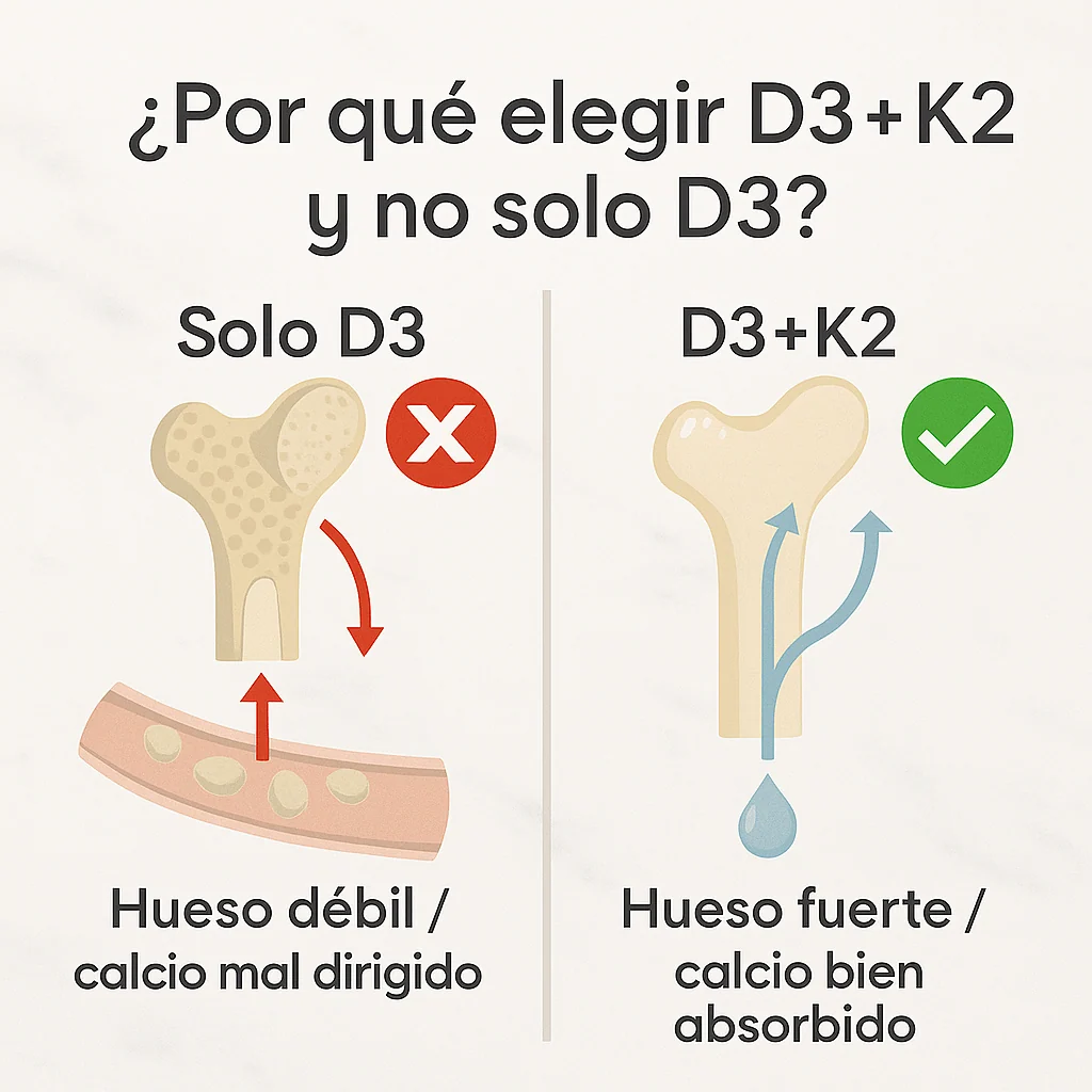 ⏳ Descubre el poder de huesos fuertes y un corazón saludable con D3+K2 – Vitamina D3 + K2