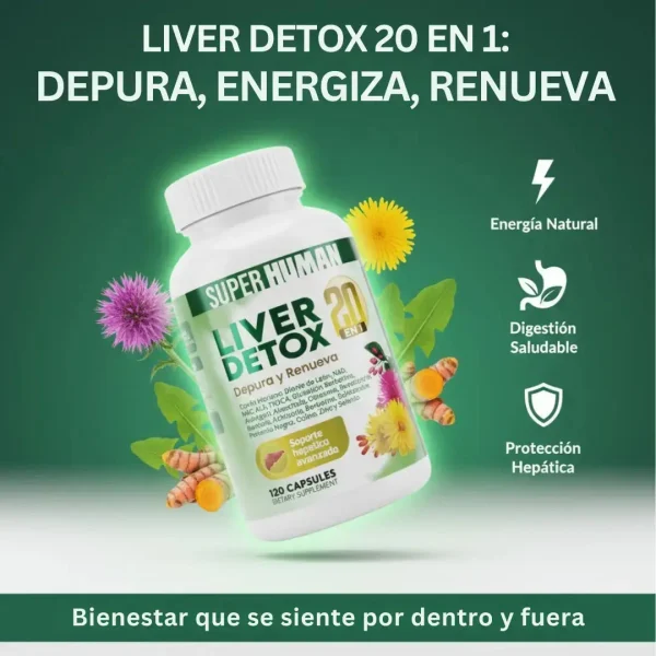 Liver Detox 20 en 1 – Depuración y Protección Hepática Avanzada para un Hígado Saludable (120 cápsulas) – SuperHuman™