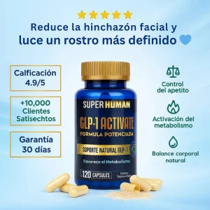 GLP-1 Activate – Fórmula Natural Potenciada para Control del Apetito, Activación del Metabolismo y Pérdida de Peso (120 cápsulas) – SuperHuman™