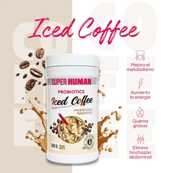 Iced Coffee – Café Funcional con Probióticos Activos y Prebióticos Naturales para Equilibrio Intestinal y Microbiota Saludable (500 g) – SuperHuman™, imagen 5